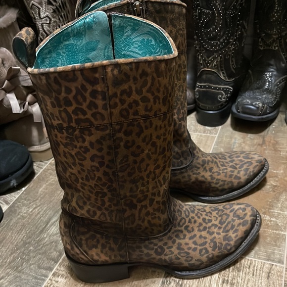 Leopard Print Heeled Boots - Picture 1 of 10